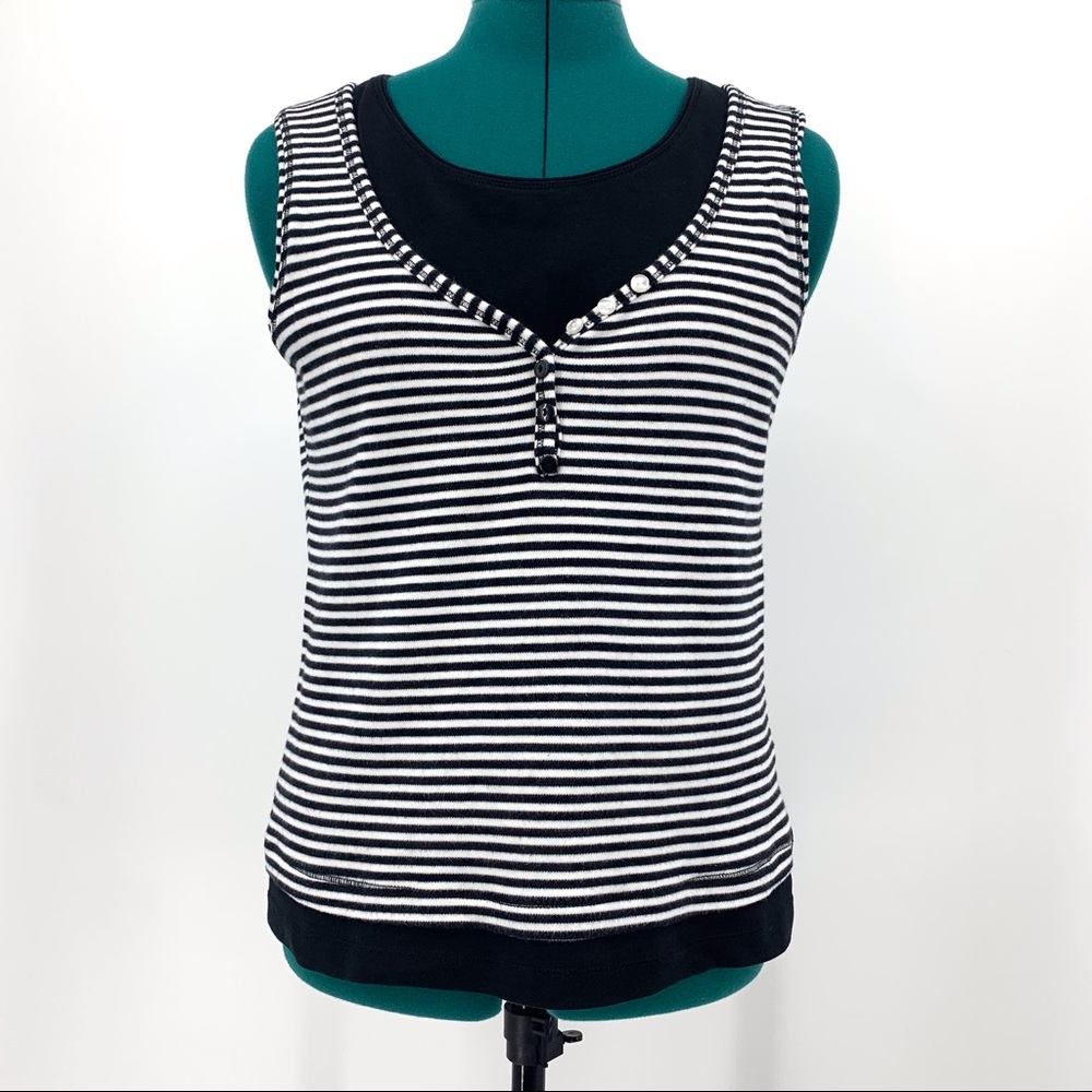 Orly Sport Black and White Layered Look Tank Top S